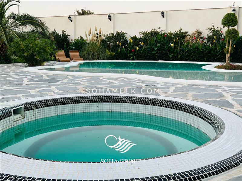 1120 متر باغ ویلا با طراحی  مدرن ارگانیک (بوهو ) و دیدنی در محمدشهرکرج