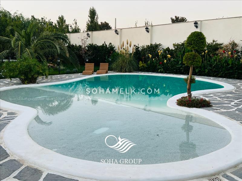 1120 متر باغ ویلا با طراحی  مدرن ارگانیک (بوهو ) و دیدنی در محمدشهرکرج