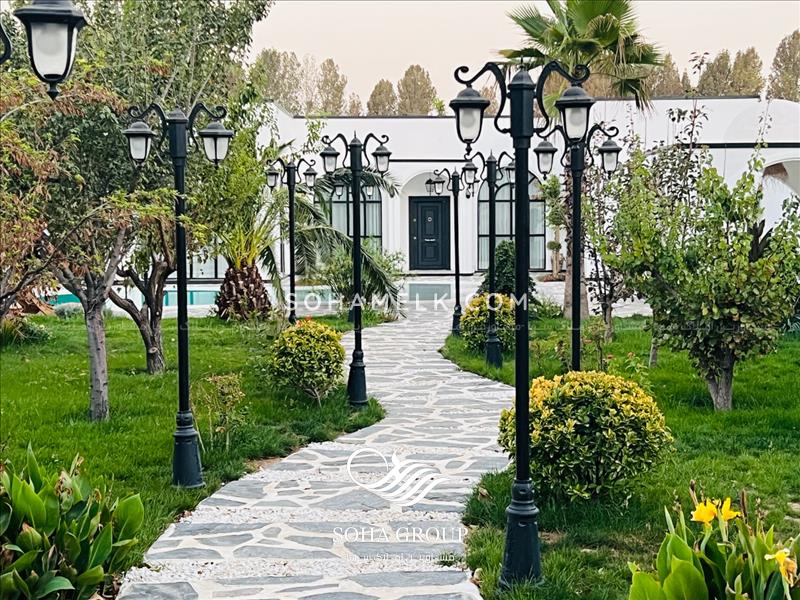 1120 متر باغ ویلا با طراحی  مدرن ارگانیک (بوهو ) و دیدنی در محمدشهرکرج