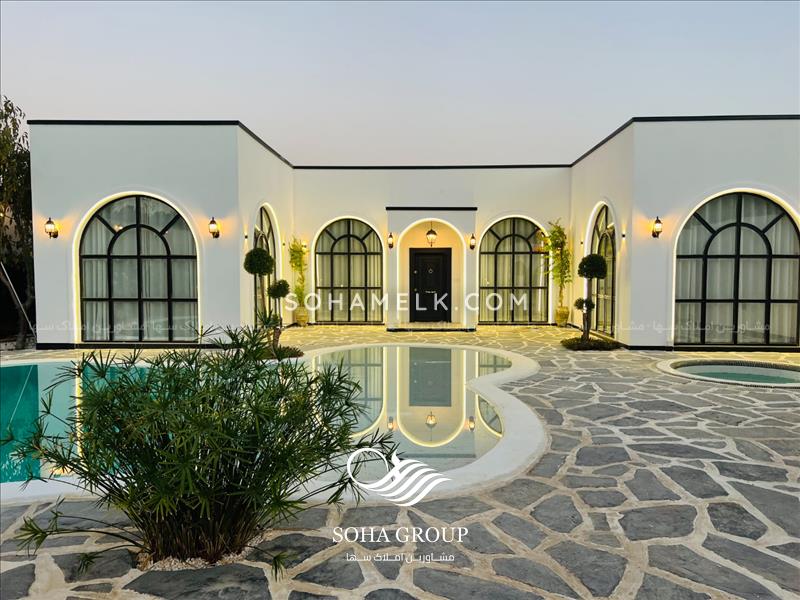 1120 متر باغ ویلا با طراحی  مدرن ارگانیک (بوهو ) و دیدنی در محمدشهرکرج