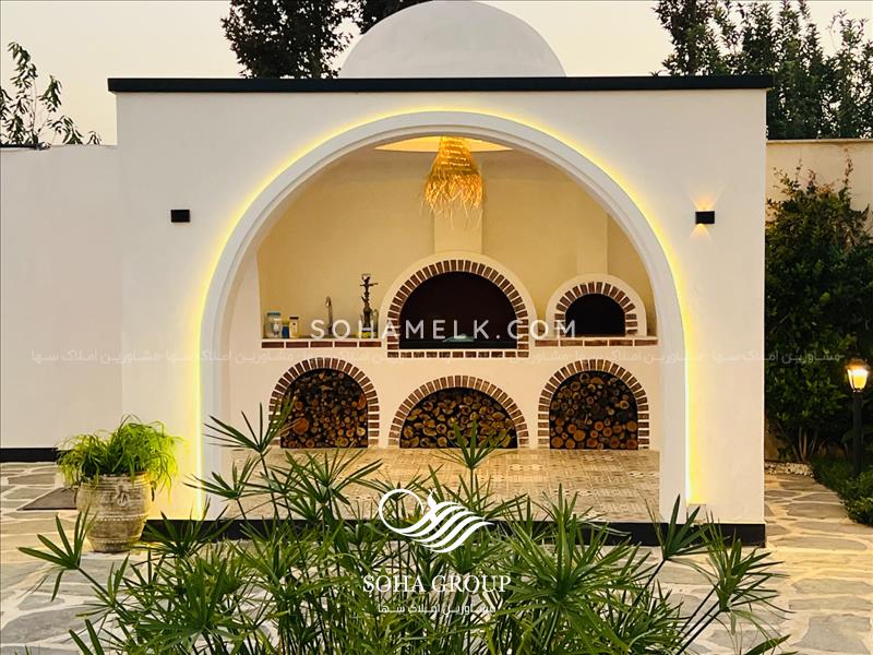 1120 متر باغ ویلا با طراحی  مدرن ارگانیک (بوهو ) و دیدنی در محمدشهرکرج