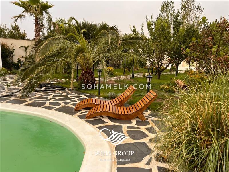 1120 متر باغ ویلا با طراحی  مدرن ارگانیک (بوهو ) و دیدنی در محمدشهرکرج