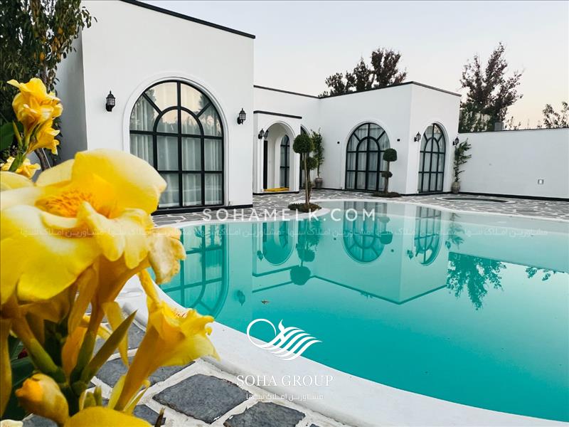 1120 متر باغ ویلا با طراحی  مدرن ارگانیک (بوهو ) و دیدنی در محمدشهرکرج