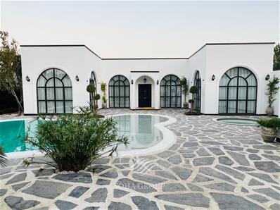 1120 متر باغ ویلا با طراحی  مدرن ارگانیک (بوهو ) و دیدنی در محمدشهرکرج