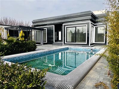 1000 متر باغ ویلای لوکس ، 300 متر ویلای مدرن 3 خواب ، استخر با تاسیسات و بار ، آلاچیق با باربیکیو ، فضاسازی عالی ، سند 6 دانگ و فاقد مشکل جهاد کشاورزی واقع در شهرک والفجر