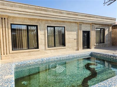 435 متر باغ ویلای نقلی ، 100 متر ویلای 2 خواب ، استخر 4 فصل ، آلاچیق ، شهرکی ، فضاسازی شده واقع در مهرچین ملارد